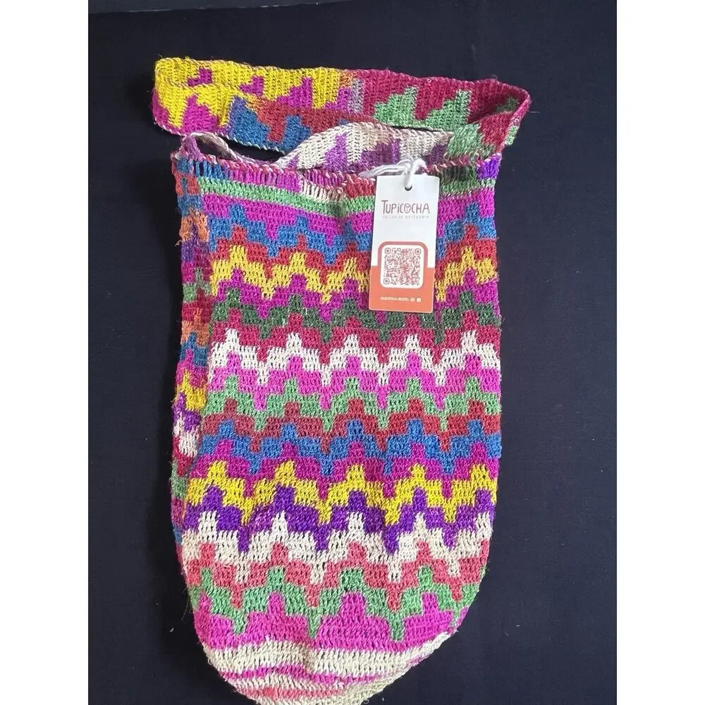 Rare Peruvian Ceremonial Shicra Bag Casca Fiber Handwoven 13